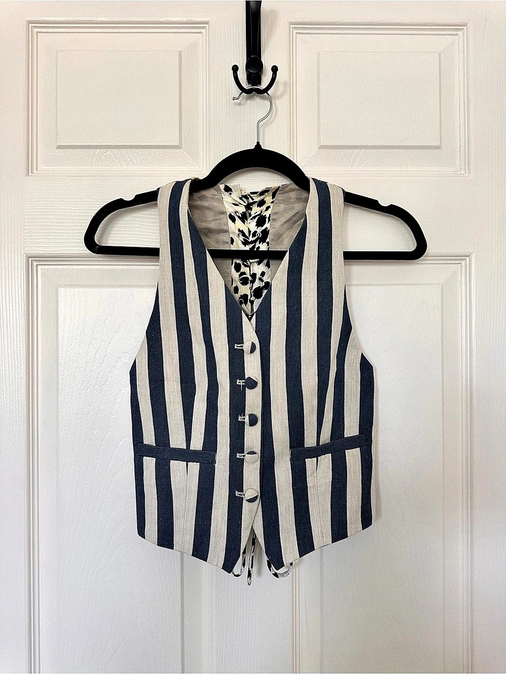 Roberto Cavalli Striped Lace-Up Back Vest Size 38 Made in Italy